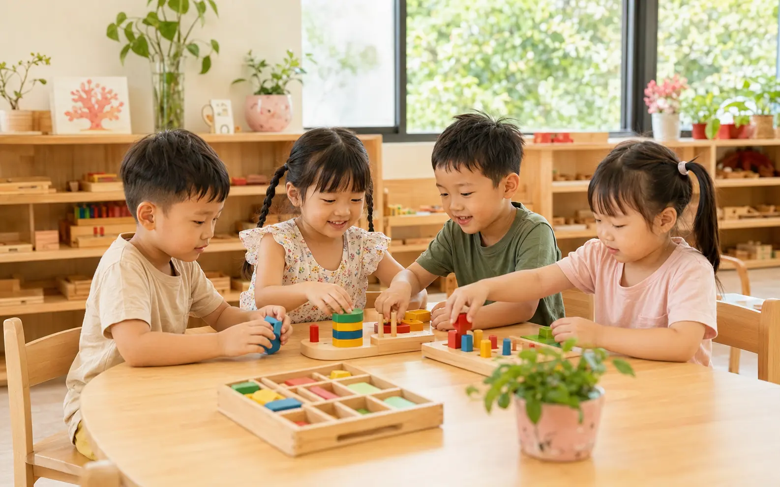 Trẻ đang hoạt động trong lớp học tại Pink House